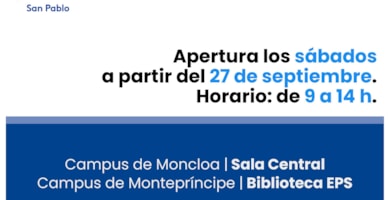 Apertura los sábados a partir del 27 de septiembre