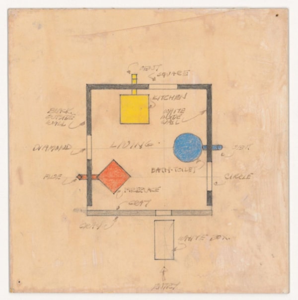 Pequeñas Arquitecturas: Tipologías, Interioridad y Objetos - John-Hejduk-Sketch-plan-for-Element-House-1968-1974-John-Hejduk-fonds-CCA